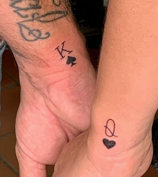 Lettrage K et Q coeur et pique