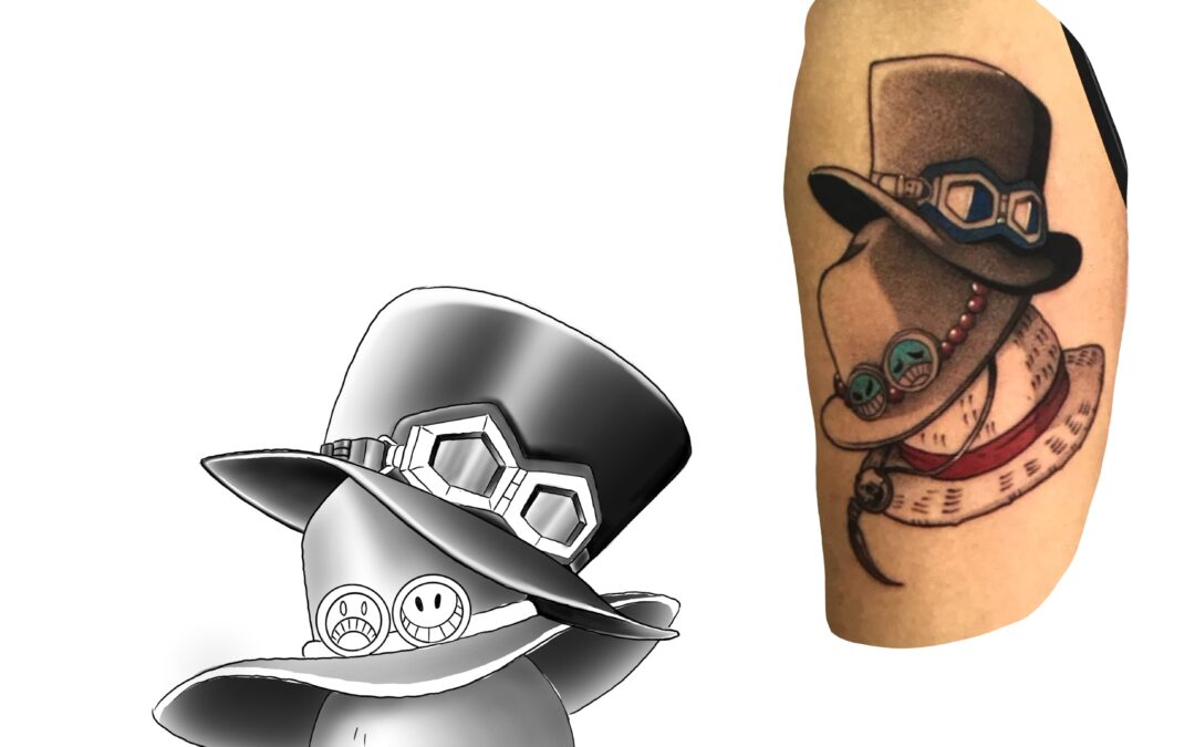 reproduction et amélioration d’un visuel d’un tatouage trouvé sur le web inspiré de « one piece »