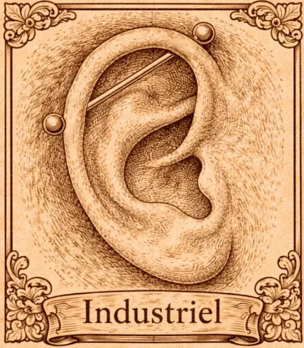 Piercing oreille modèle Industriel, pose piercing au Grau du Roi dans le Gard