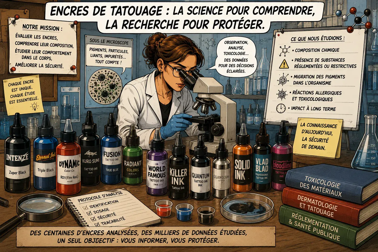 Les encres de tatouage de A à Z : histoire, composition, risques, réglementation et évolution scientifique