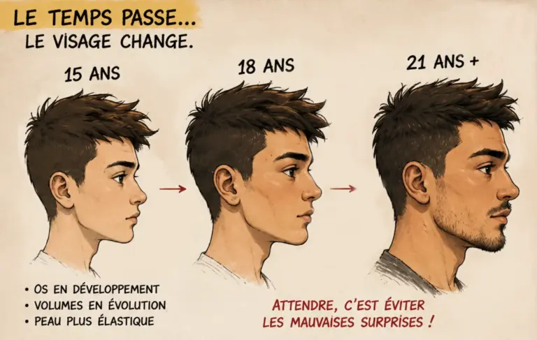 Piercing mineurs : ce que dit réellement la loi et pourquoi certains professionnels refusent 10 Piercing mineur : illustration de l'évolution du visage pendant la croissance entre 15 et 21 ans