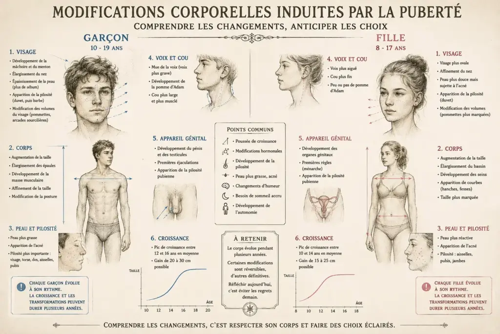 Piercing mineur : principales modifications corporelles induites par la puberté chez les garçons et les filles
